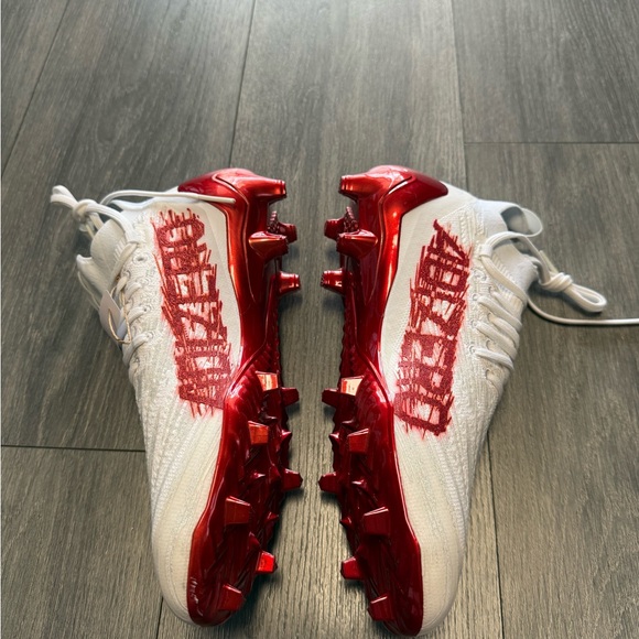 Adidas Adizero Primeknit Football Cleats White Red Shoes GV9627 Men\'s Size 9.5